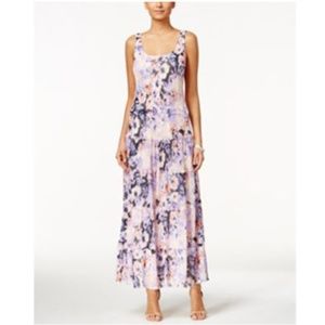 Nine West Tiered Floral-Print Maxi DressGrape Mist
